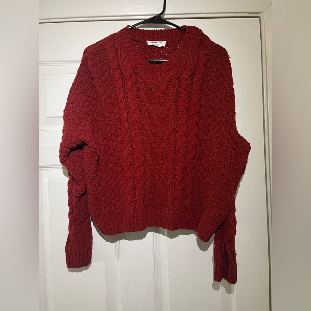 Cozy Red Cable Knit Sweater